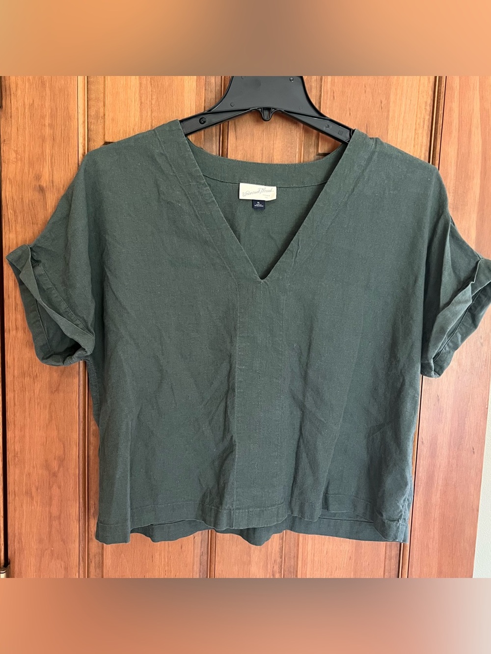 Universal Thread - Forest Green V-Neck Boxy Women's Top-XL